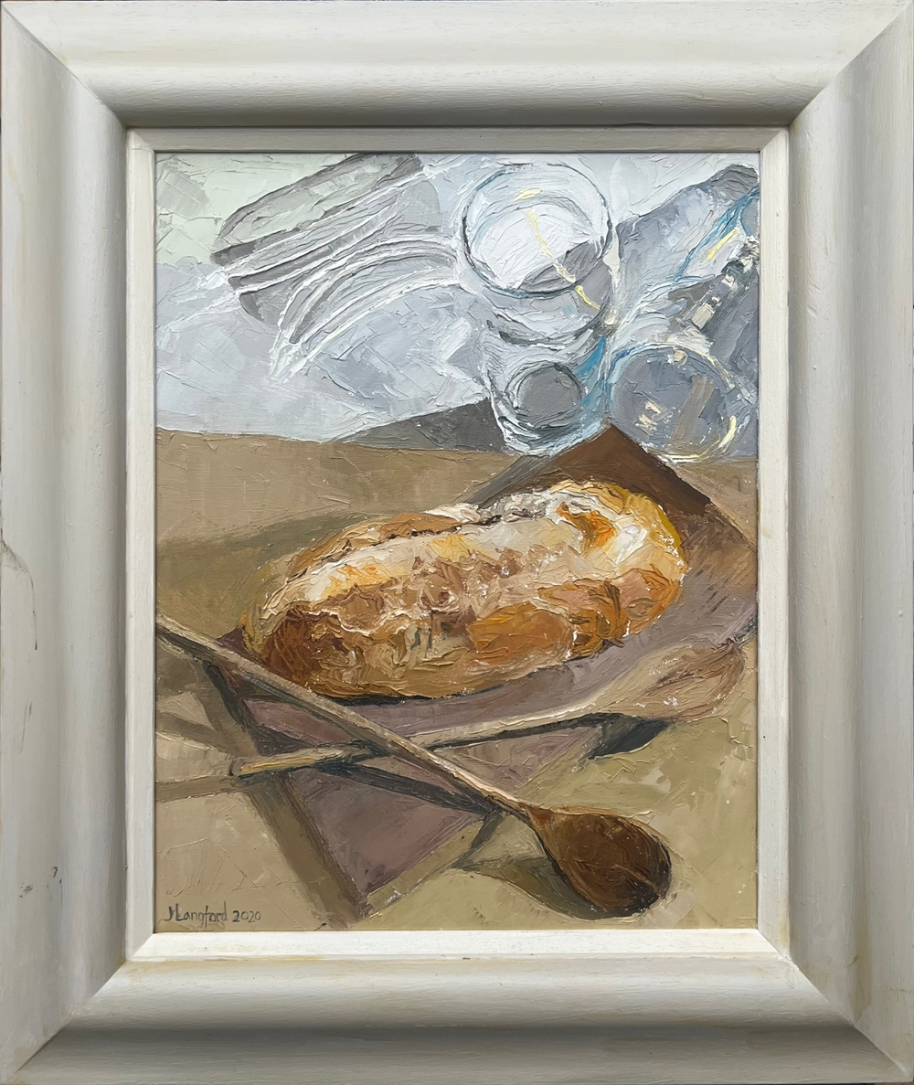 Loaf and wooden spoons  by Jill Langford