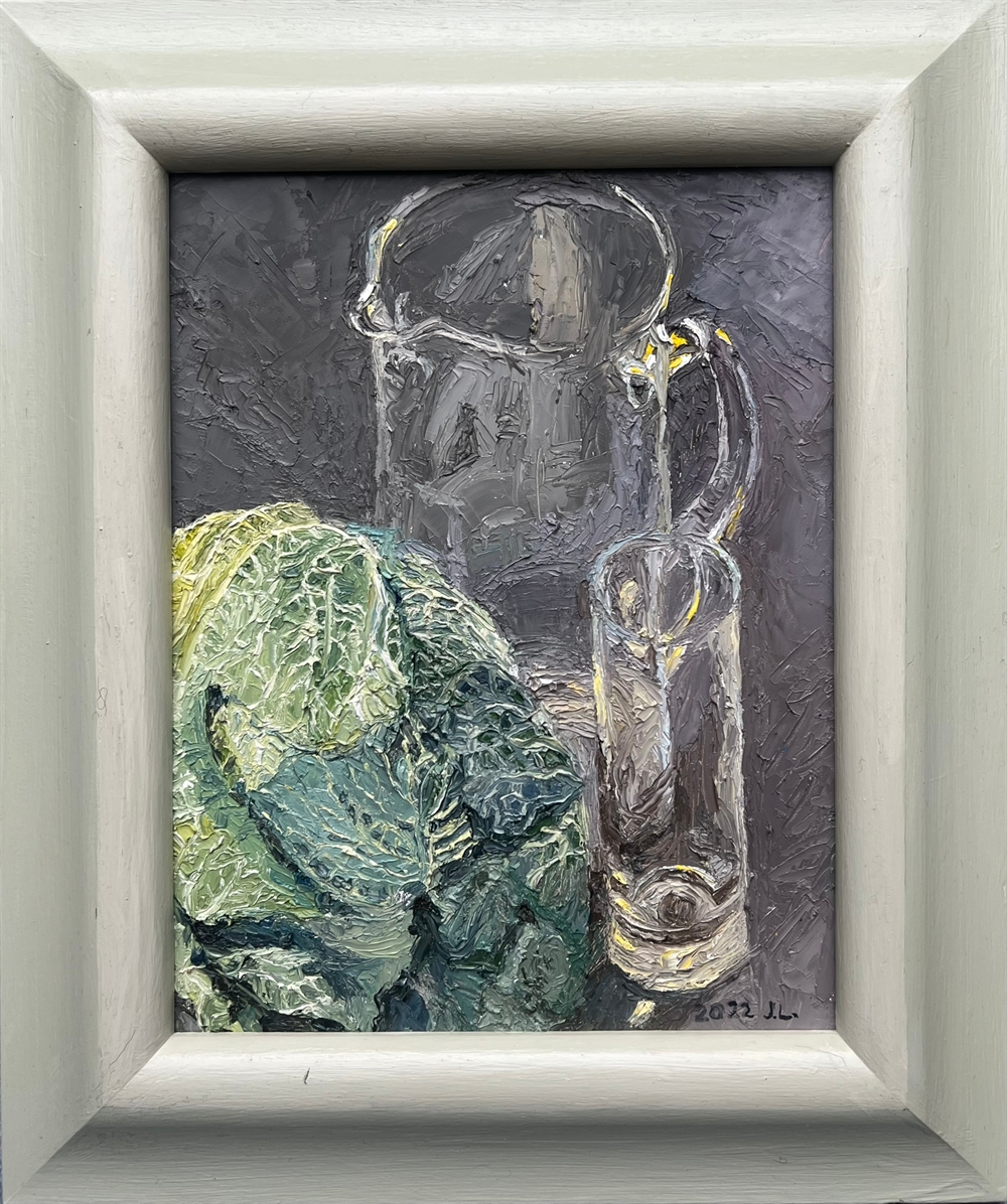 101.   Cabbage and glass jug  by Jill Langford